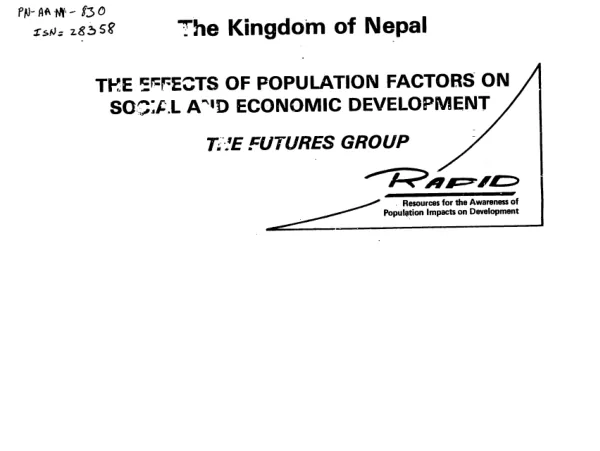 Kingdom of Nepal : the effects of population factors on social and economic development