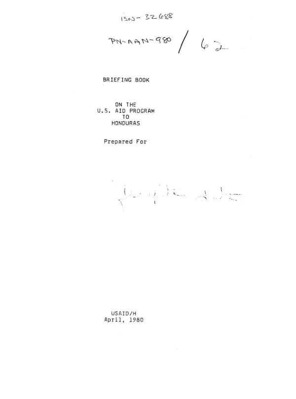 Briefing book on the US AID program to Honduras