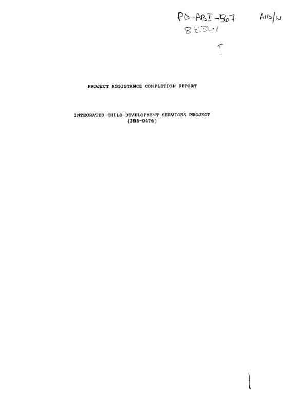 Project assistance completion report : integrated child development services project (386-0476)