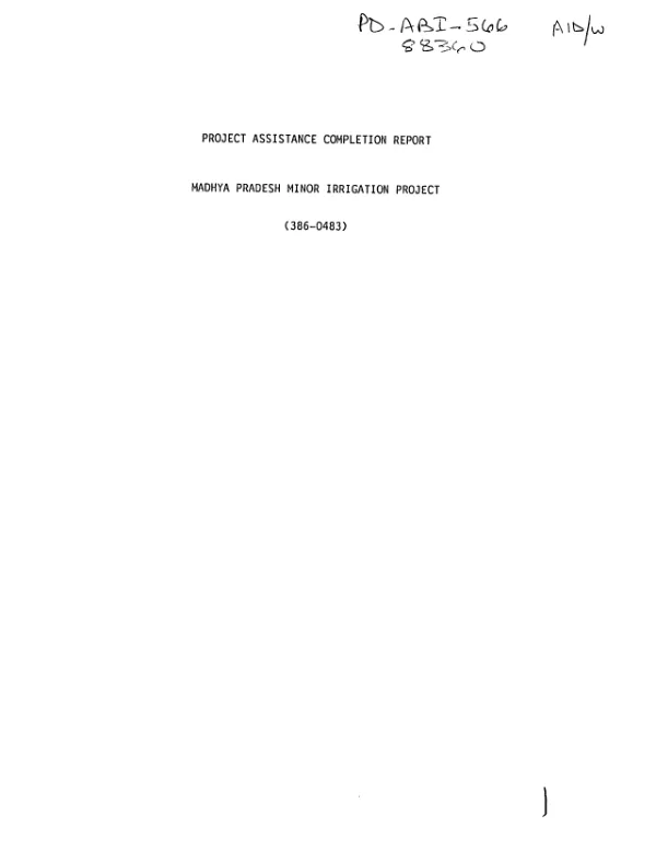 Project assistance completion report : Madhya Pradesh minor irrigation project (386-0483)