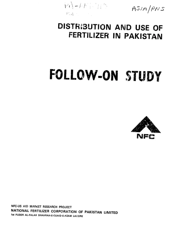 Distribution and use of fertilizer in Pakistan : follow-on study