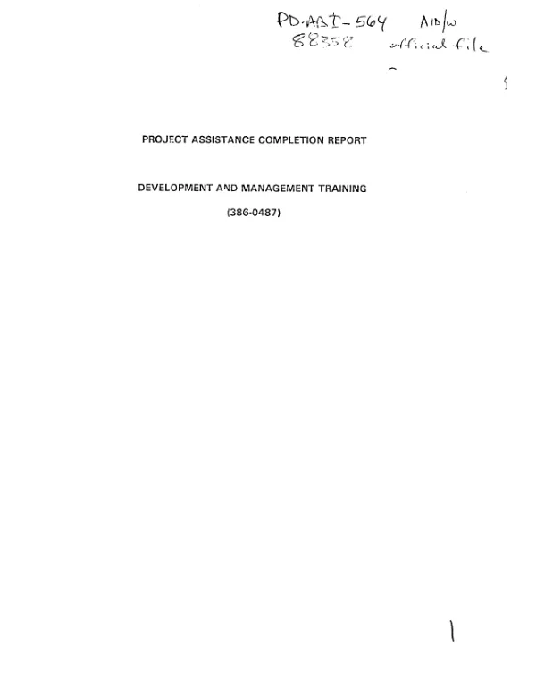 Project assistance completion report : development and management training (386-0487)