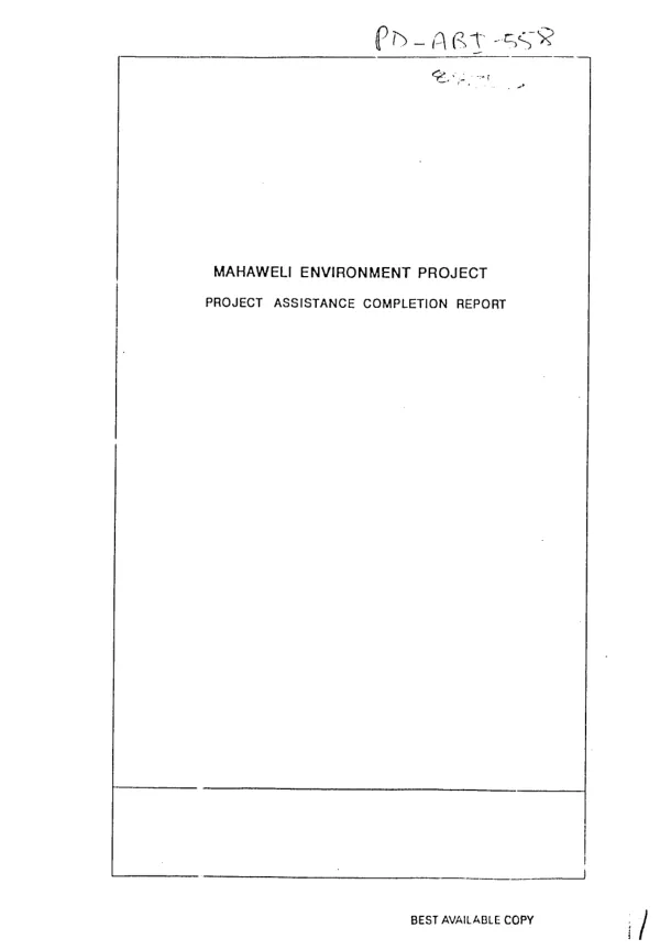 Mahaweli environment project : project assistance completion report