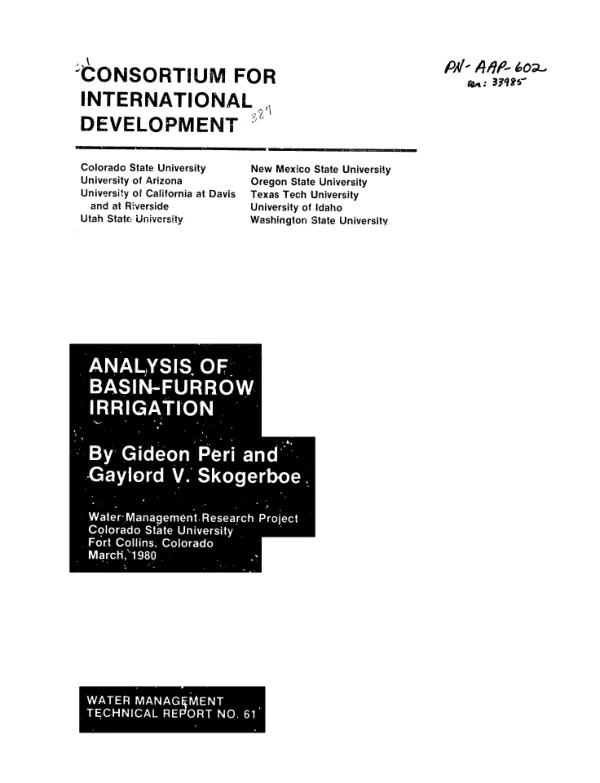 Analysis of basin - furrow irrigation