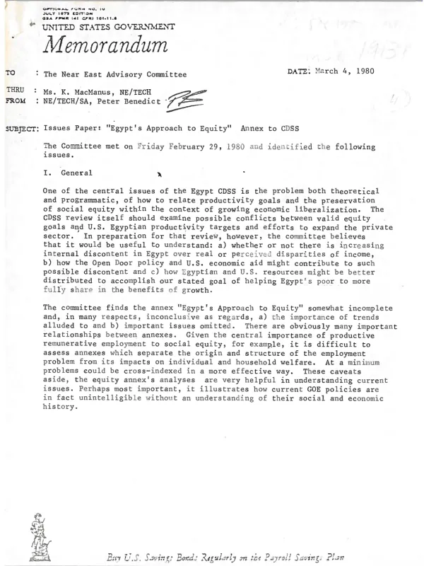 Issues paper: "Egypt"s approach to equity", annex to CDSS