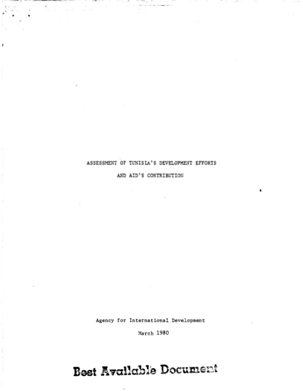 Assessment of Tunisia"s development efforts and AID"s contribution
