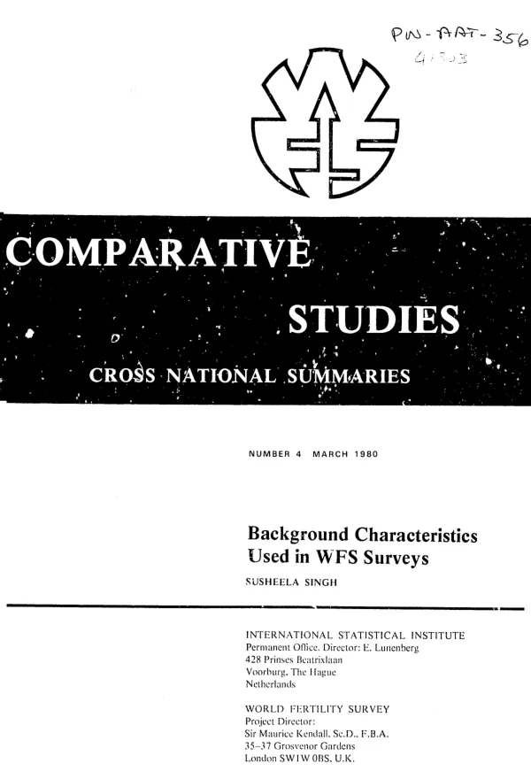 Background characteristics used in WFS surveys