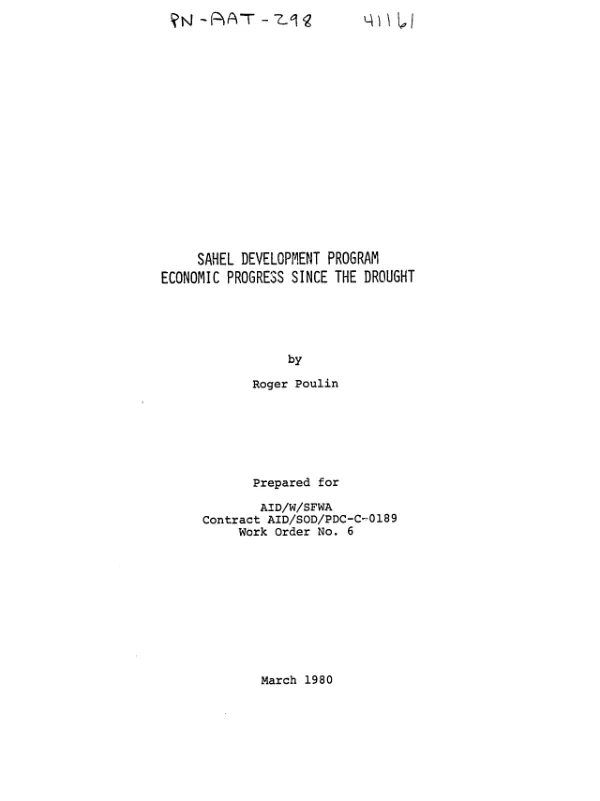 Sahel development program economic progress since the drought
