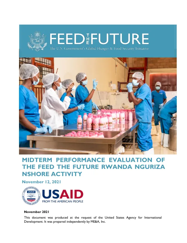 Midterm performance evaluation of the Feed the Future Rwanda nguriza nshore activity