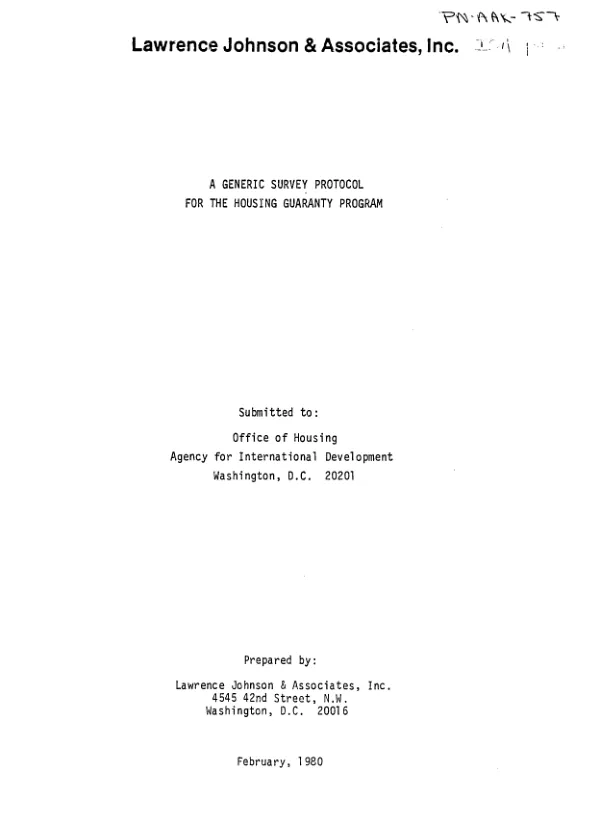 Generic survey protocol for the housing guaranty program