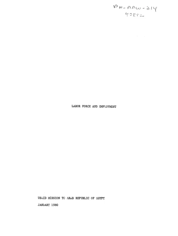 Labor force and employment, annex V