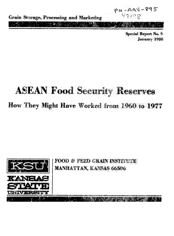 ASEAN food security reserves : how they might have worked from 1960 to 1977