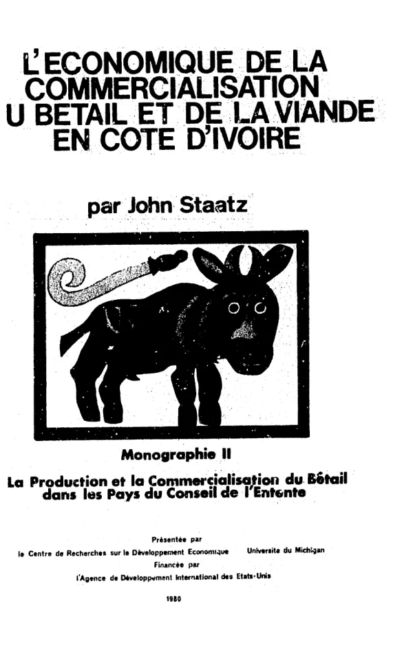 Production ete la commercialisation du betail dans les pays du conseil l"entente