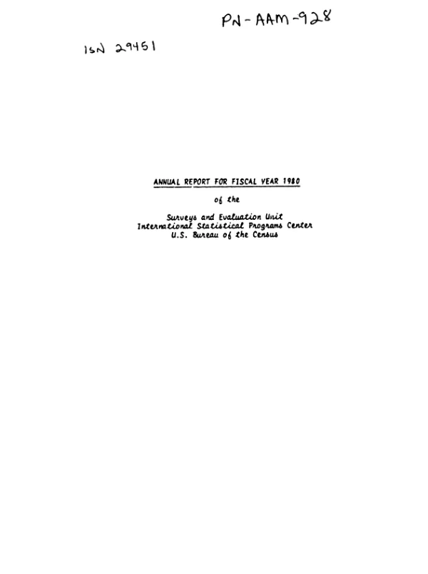 Annual report for fiscal year 1980