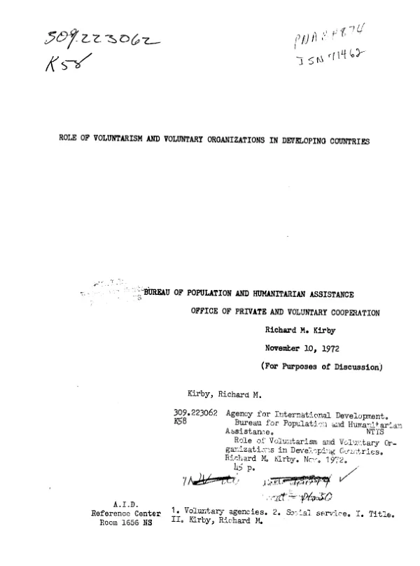 Role of voluntarism and voluntary organizations in developing countries
