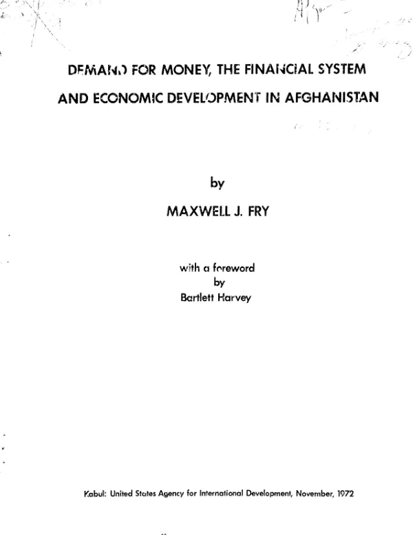 Demand for money, the financial system and economic development in Afghanistan