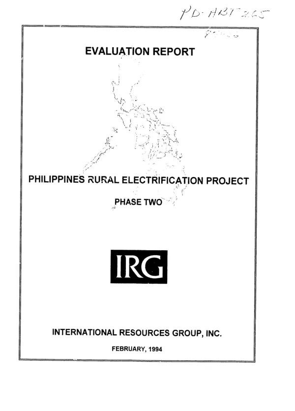 Evaluation report : Philippines rural electrification project -- phase two