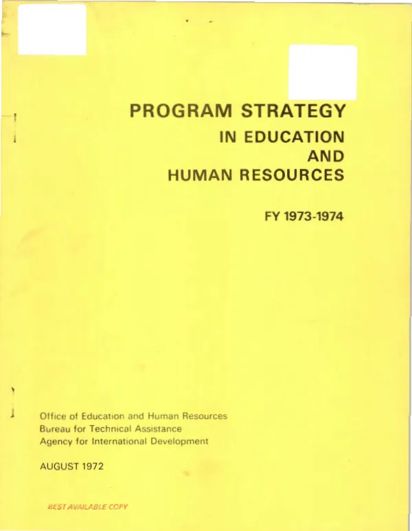 Program strategy in education and human resources FY 1973-1974