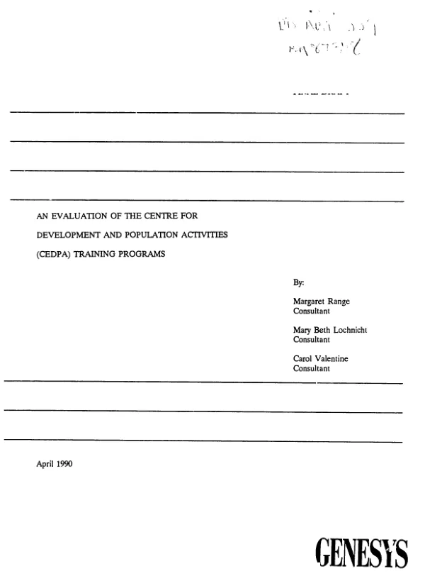 Evaluation report : Centre for Development and Population Activities (CEDPA)