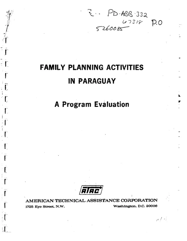 Family planning activities in Paraguay : a program evaluation