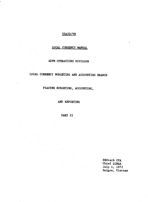 Local currency manual. Part II (the consolidated assistance fund)