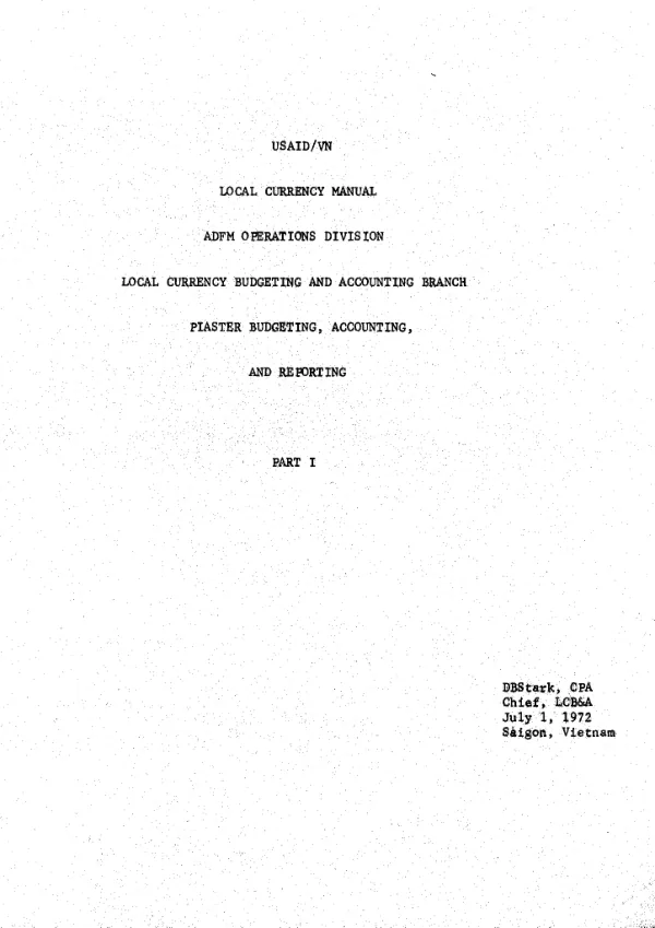 Local currency manual. Part I