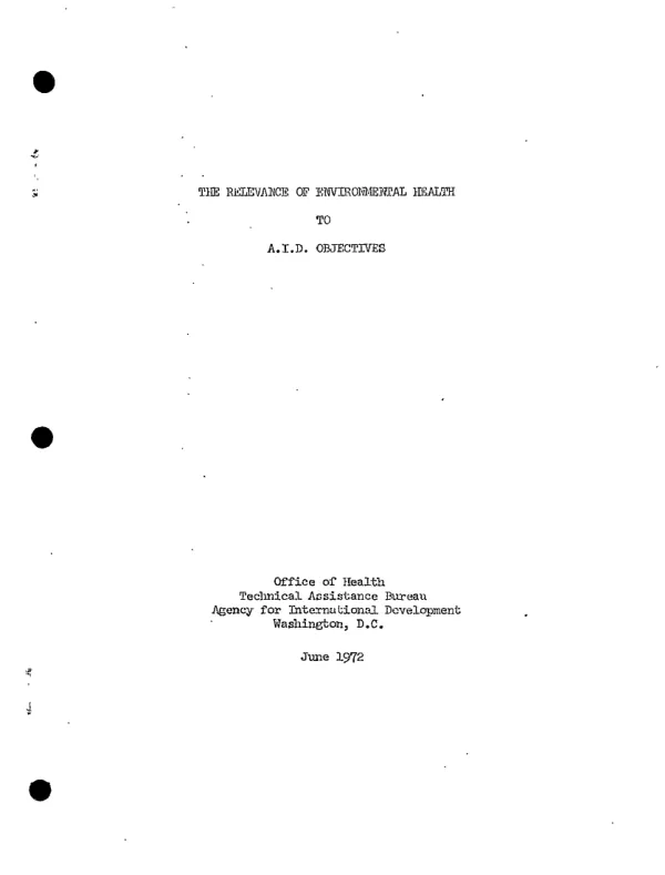 Relevance of environmental health to A.I.D. objectives