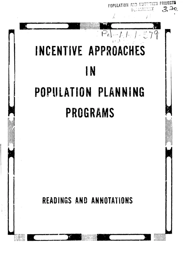 Incentive approaches in population planning programs : readings and annotations