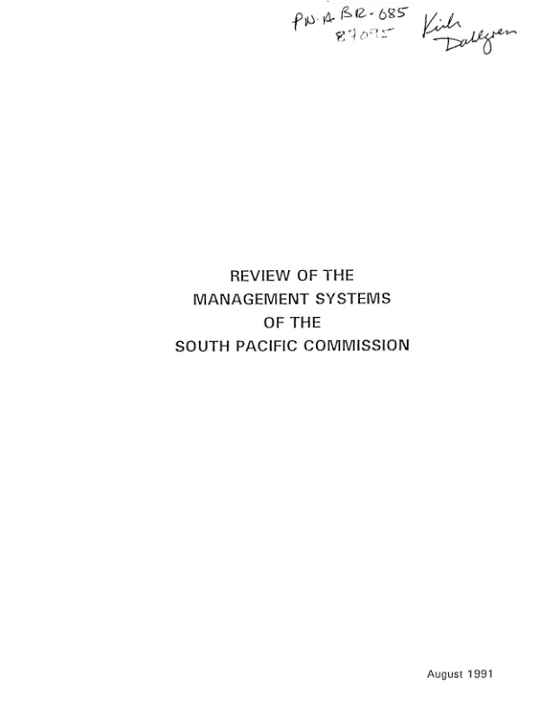 Review of the management systems of the South Pacific Commission