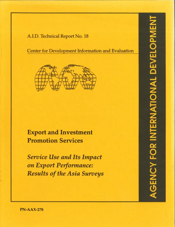 Export and investment promotion services : service use and its impact on export performance -- results of the Asia surveys