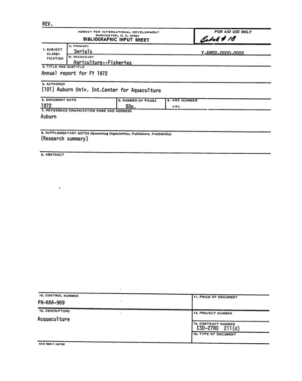 ANNUAL REPORT FOR FY 1972