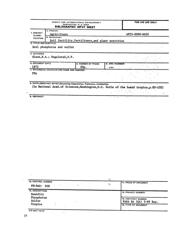 SOIL PHOSPHORUS AND SULFUR