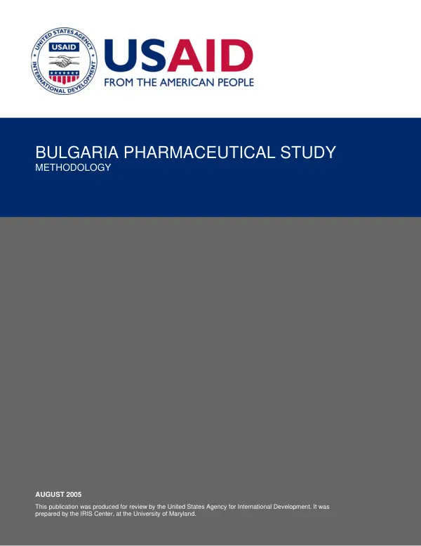 Bulgaria pharmaceutical study : methodology