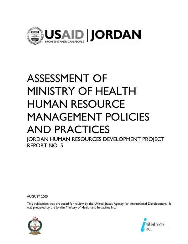 Assessment of Ministry of Health human resource management policies and practices