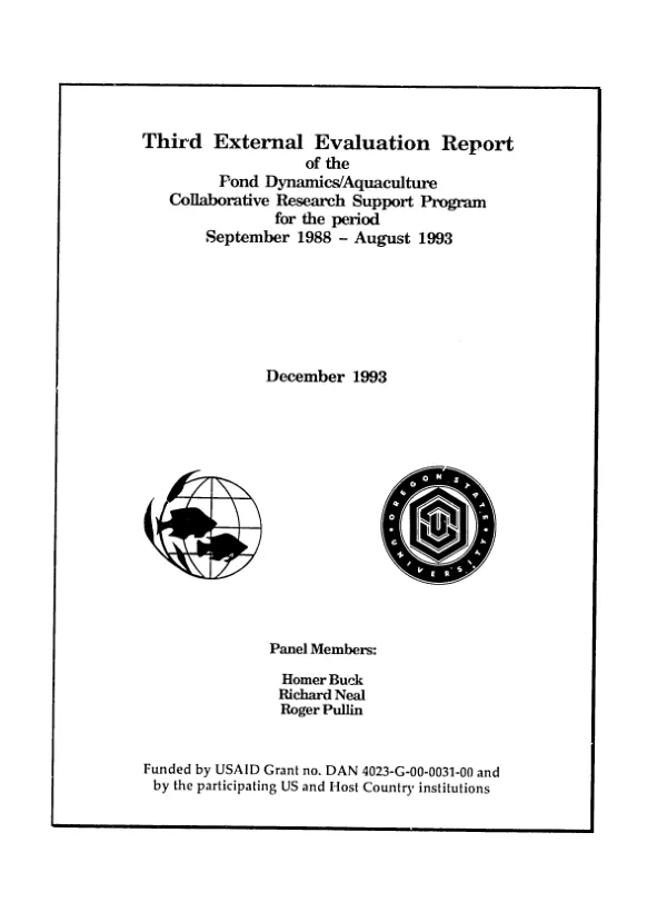 Third external evaluation report of the pond dynamics/aquaculture CRSP : program performance from 1 September 1988 to 31 August 1993