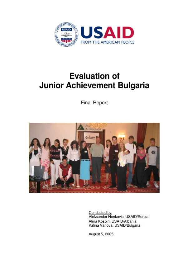 Evaluation of Junior Achievement Bulgaria : final report