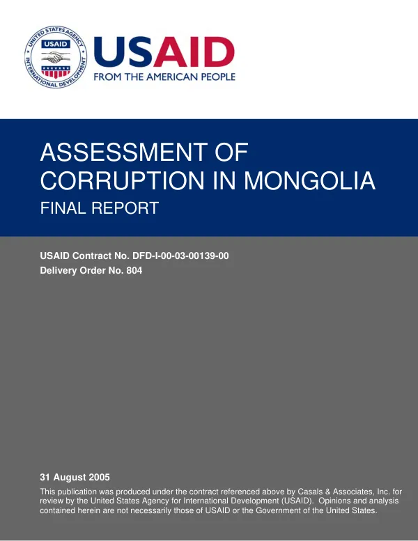 Assessment of corruption in Mongolia : final report