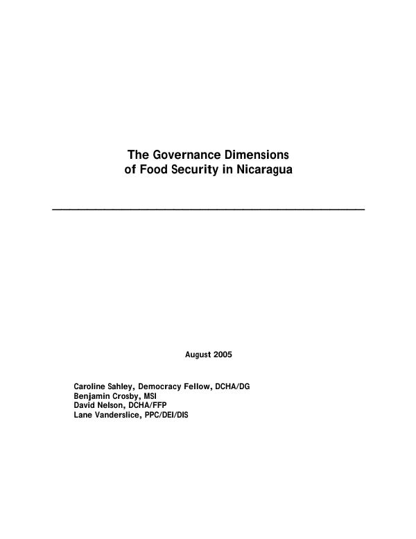 The governance dimensions of food security in Nicaragua