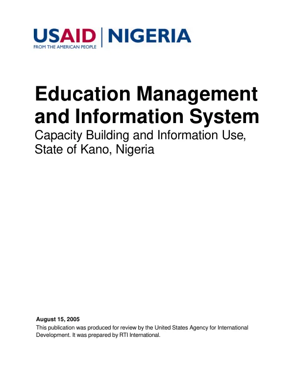 Education management and information system : capacity building and information use -- State of Kano, Nigeria : final report