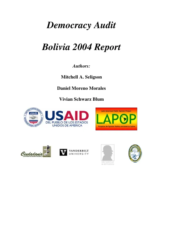 Democracy audit : Bolivia 2004 report