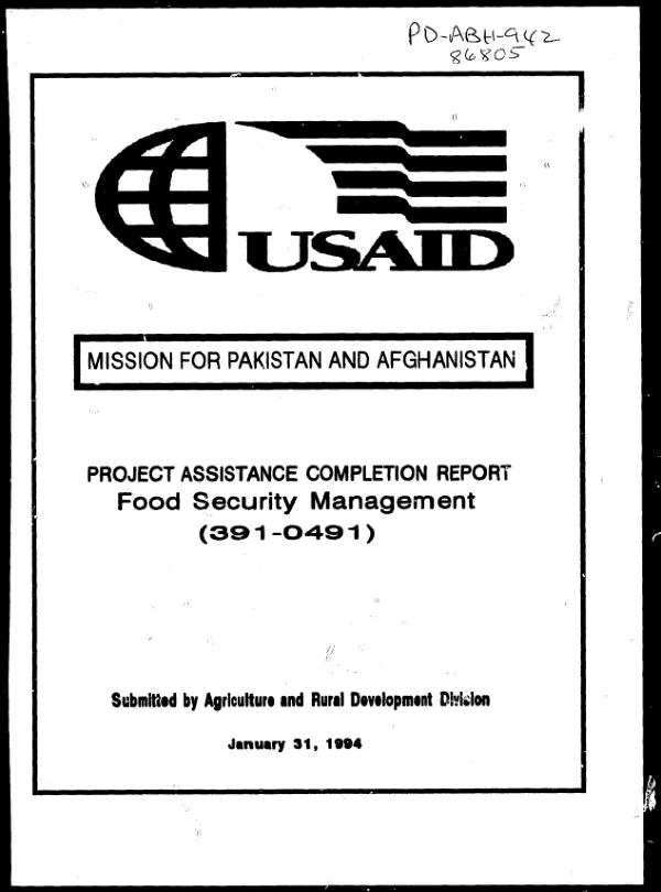Project assistance completion report : food security management (392-0491)