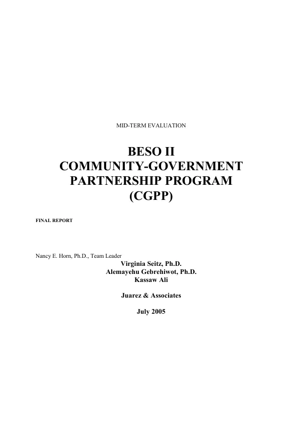 Mid-term evaluation : BESO II -- community-government partnership program (CGPP) : final report