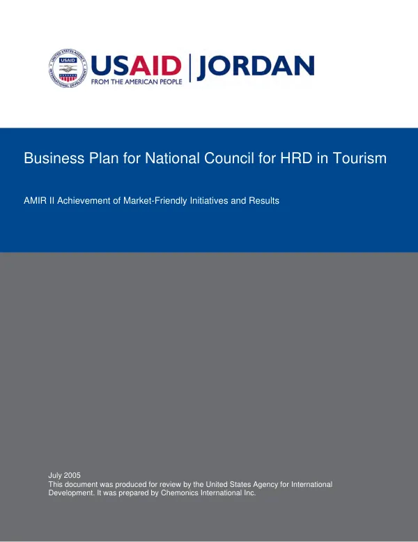 Corporate and business plan 2006-2010 for a national council for human resource development in tourism