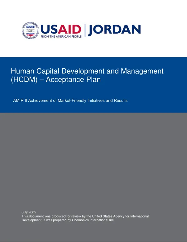 Human capital development and management (HCDM) : acceptance plan