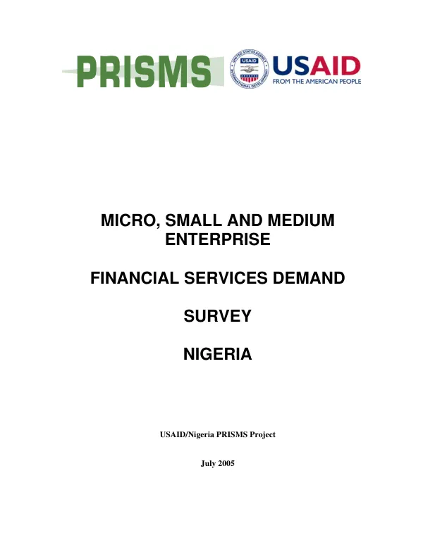 Micro, small and medium enterprise : financial services demand survey -- Nigeria