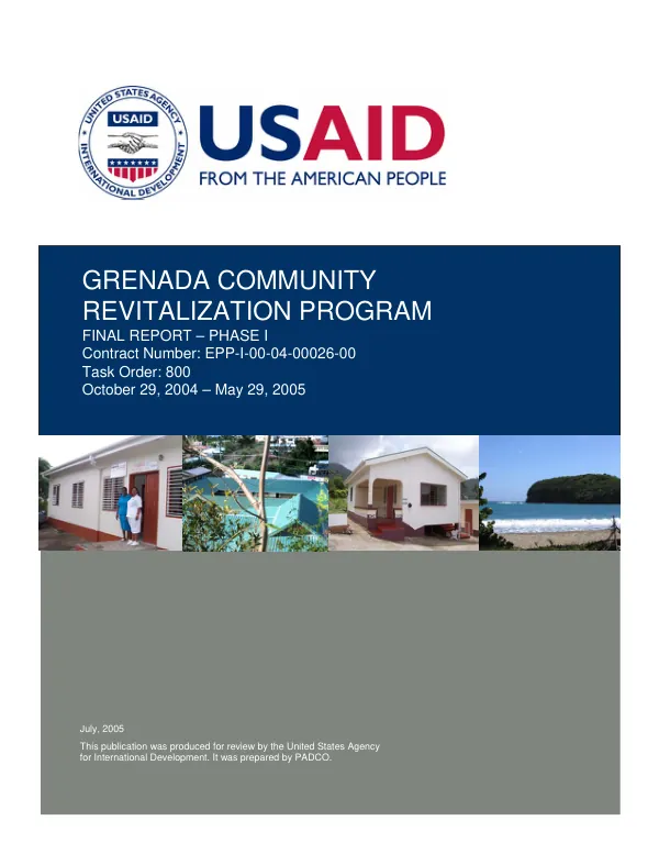 Grenada community revitalization program : final report -- phase I [: October 29, 2004-May 29, 2005]