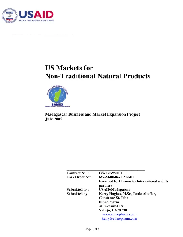 US markets for non-traditional natural products