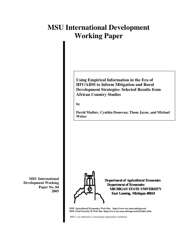 Using empirical information in the era of HIV/AIDS to inform mitigation and rural development strategies : selected results from African country studies