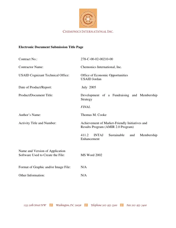 Development of a fundraising and membership strategy : final