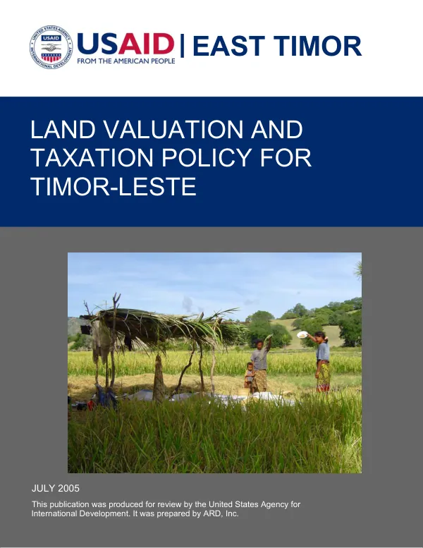 Land valuation and taxation policy for Timor-Leste